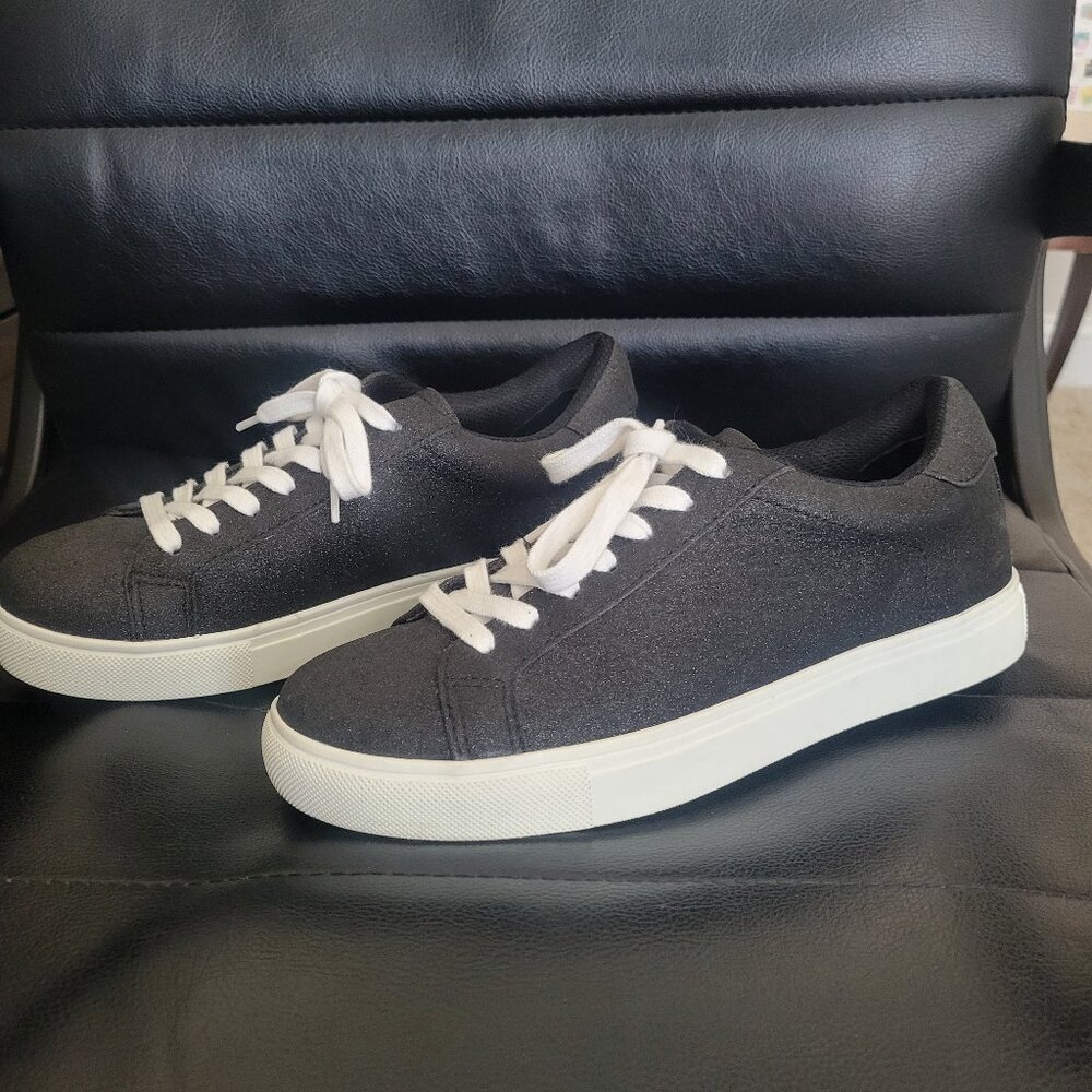 Isaac Mizrahi Live! Lace-Up BLACK Glitter Sneakers - Size 7